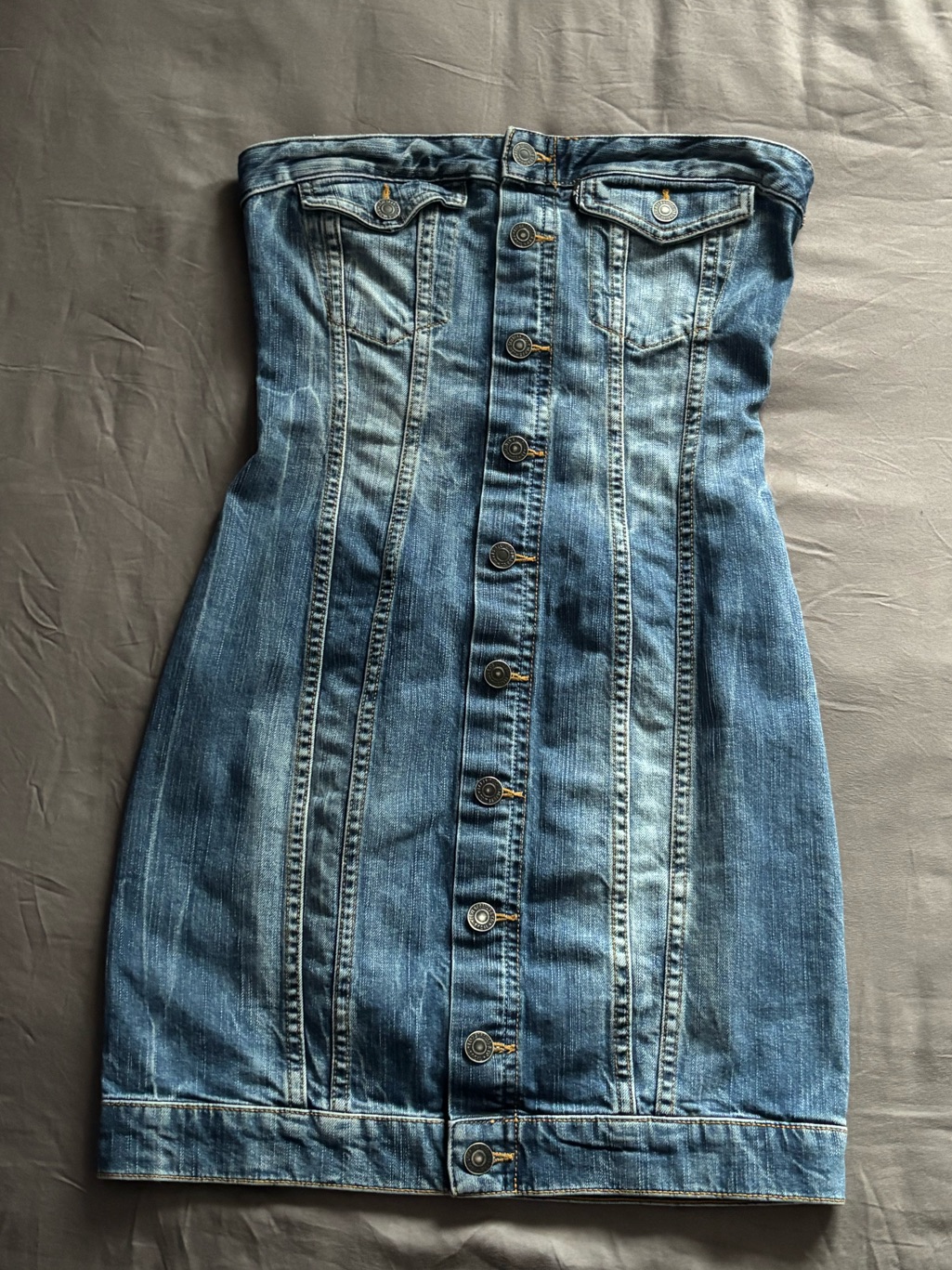 Y2k Levi's Blue Strapless Button-Front Denim Mini Dress
